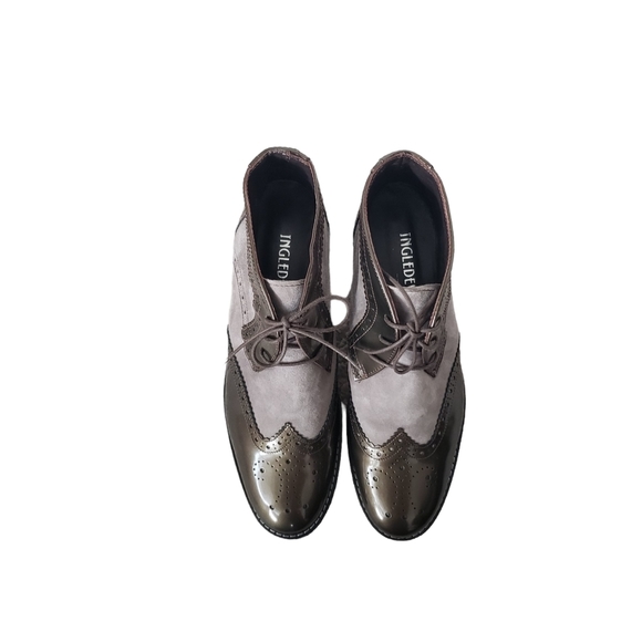 New Ingledew's suede & patent brogue wingtip oxford lace up dress boots - Picture 2 of 9